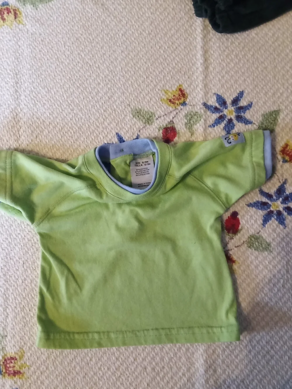 Toddler Light Green Short-Sleeve Tee with Blue Trim